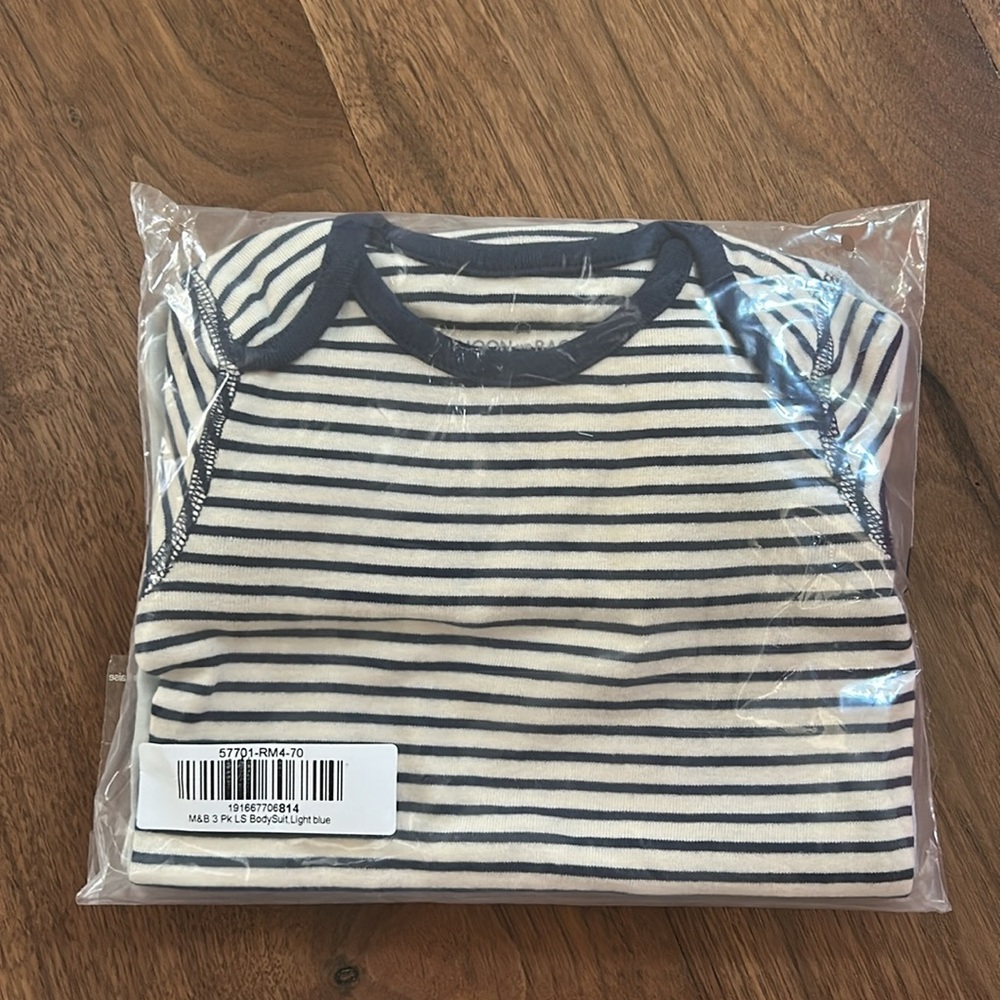 NWT Hanna Andersson Organic Cotton 3 Pack Long Sleeve Onesie Tees - Picture 2 of 3